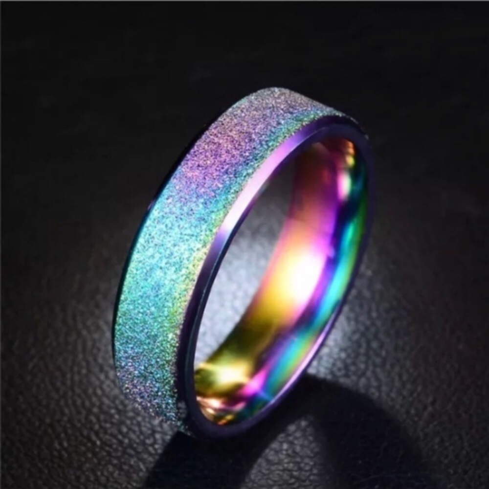 LGBTQ 🏳️🌈 Frosted Rainbow Stainless Steel Band Ring